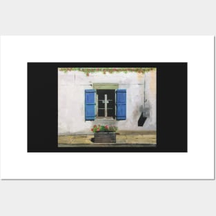 Blue Shuttered Window, France Posters and Art